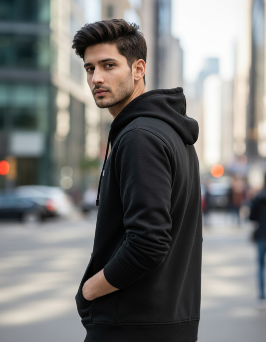 Black Zipper Hoodie – 100% Cotton