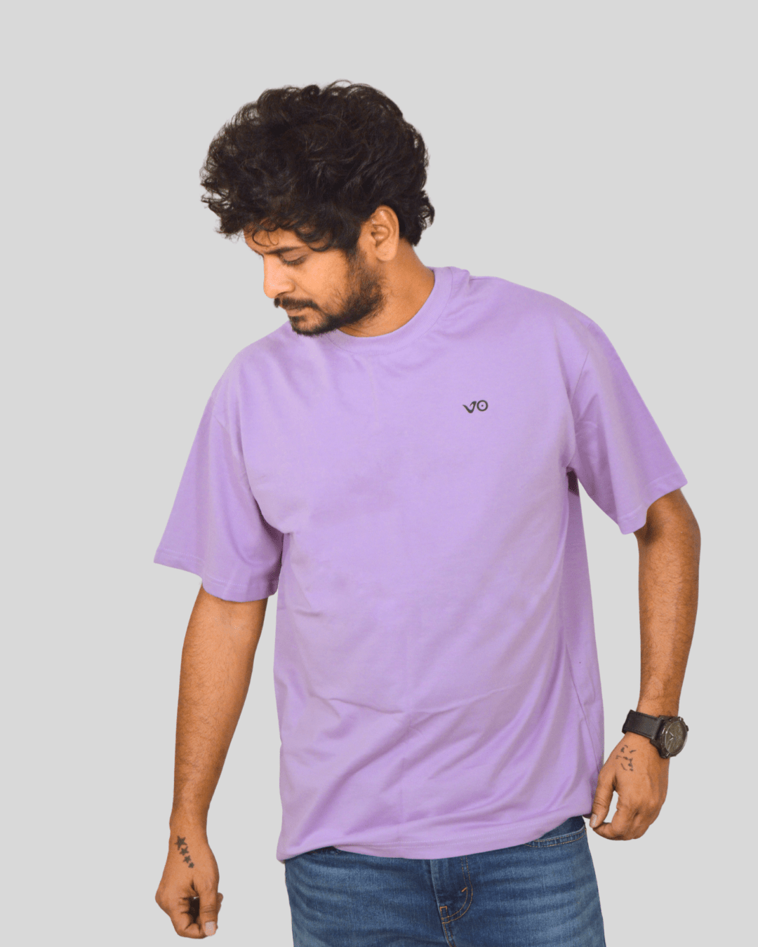 Lavender Oversized T-Shirt | 100% Cotton Minimal Streetwear Tee - VIBON Originals