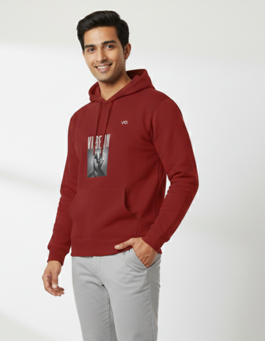 Men’s Maroon Pullover Hoodie | 100% Snowsoft Cotton Streetwear – Vibon Originals