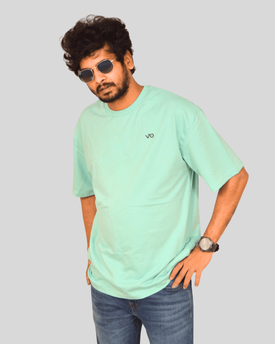 Mint Green Oversized T-Shirt | 100% Cotton Minimal Streetwear Tee - VIBON Originals
