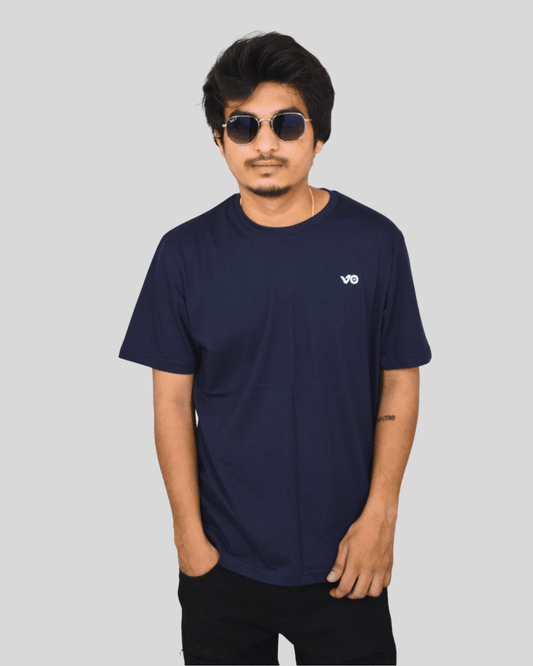 Navy Blue Classic T-Shirt | 100% Cotton Minimal Streetwear Tee - VIBON Originals