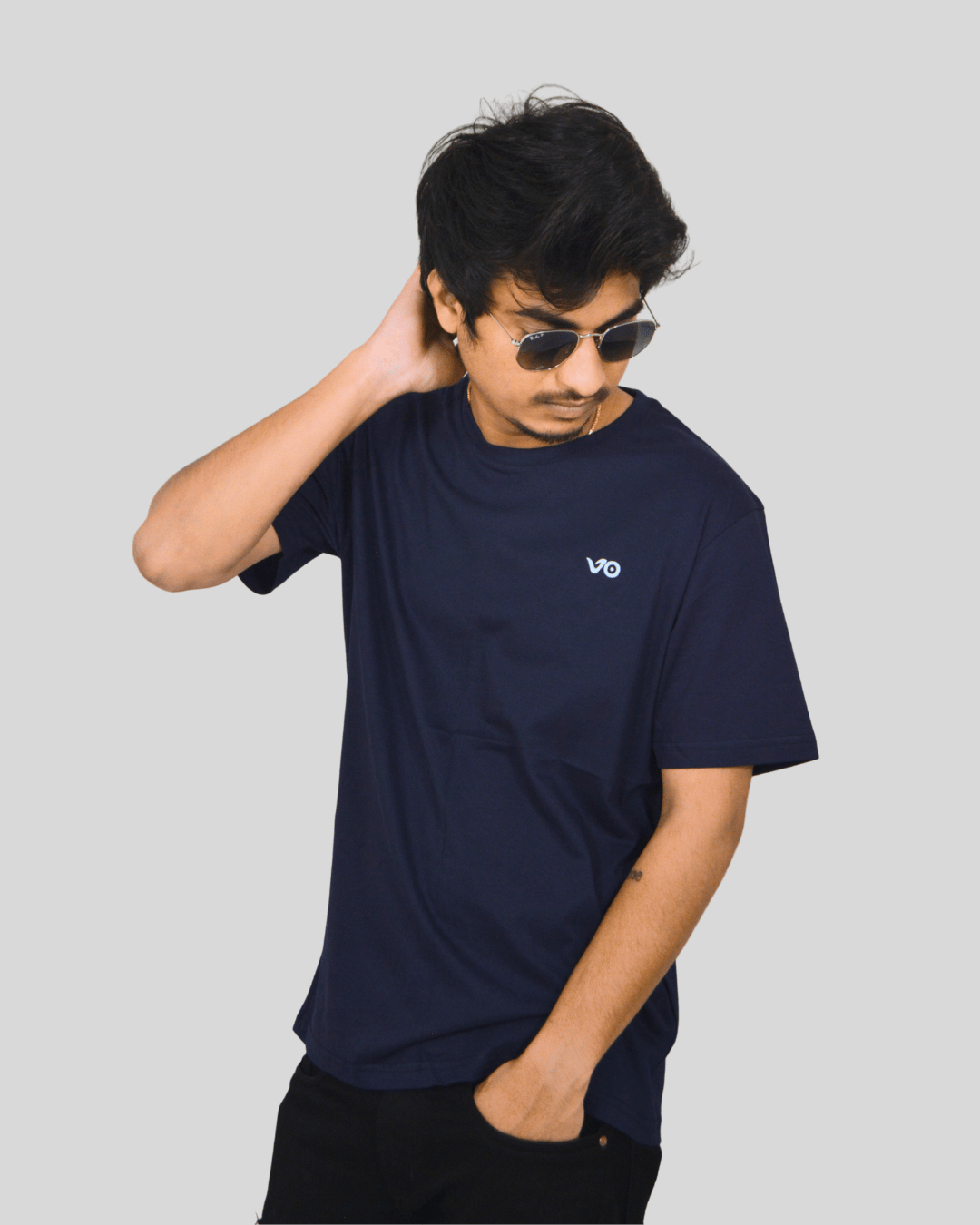 Navy Blue Classic T-Shirt | 100% Cotton Minimal Streetwear Tee - VIBON Originals