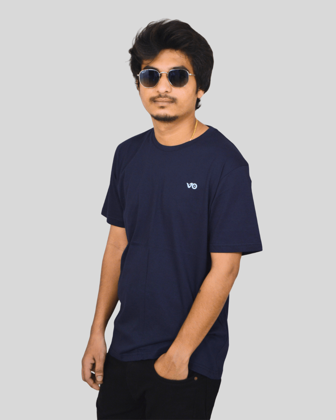 Navy Blue Classic T-Shirt | 100% Cotton Minimal Streetwear Tee - VIBON Originals
