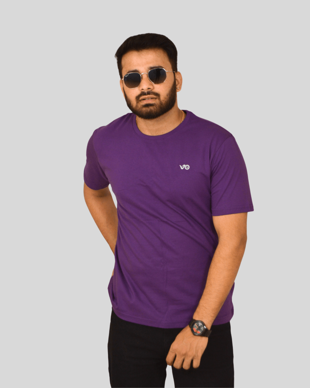 Purple T-Shirt | 100% Cotton Minimal Regular Fit Streetwear Tee - VIBON Originals