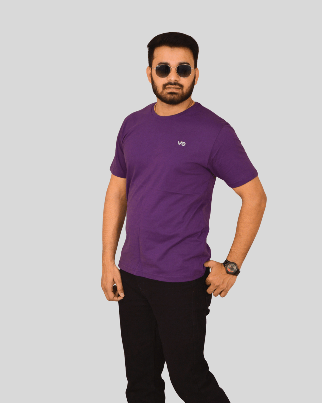 Purple T-Shirt | 100% Cotton Minimal Regular Fit Streetwear Tee - VIBON Originals
