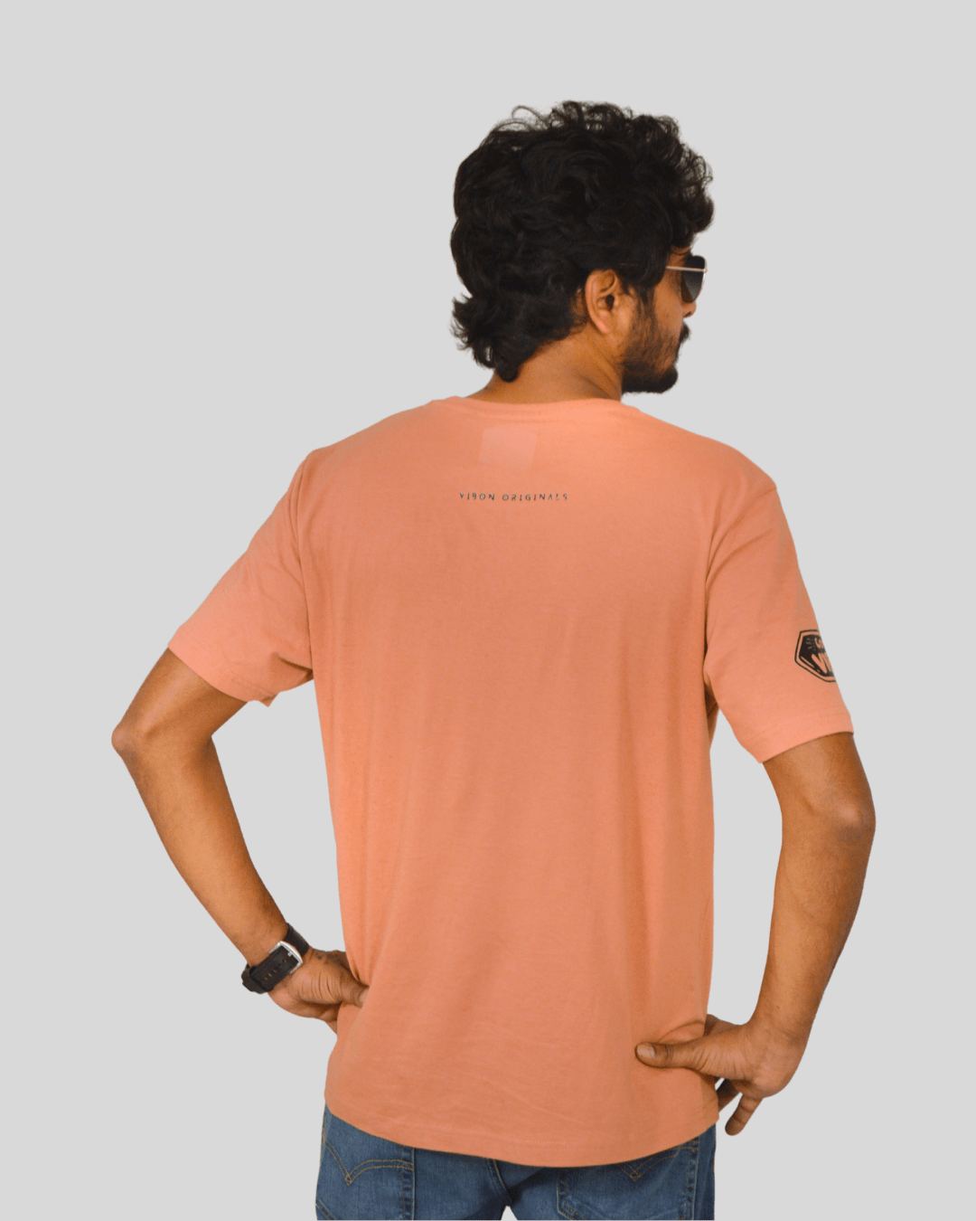 Salmon pink Melting Clock T-Shirt | 100% Cotton Abstract Streetwear Tee - VIBON Originals