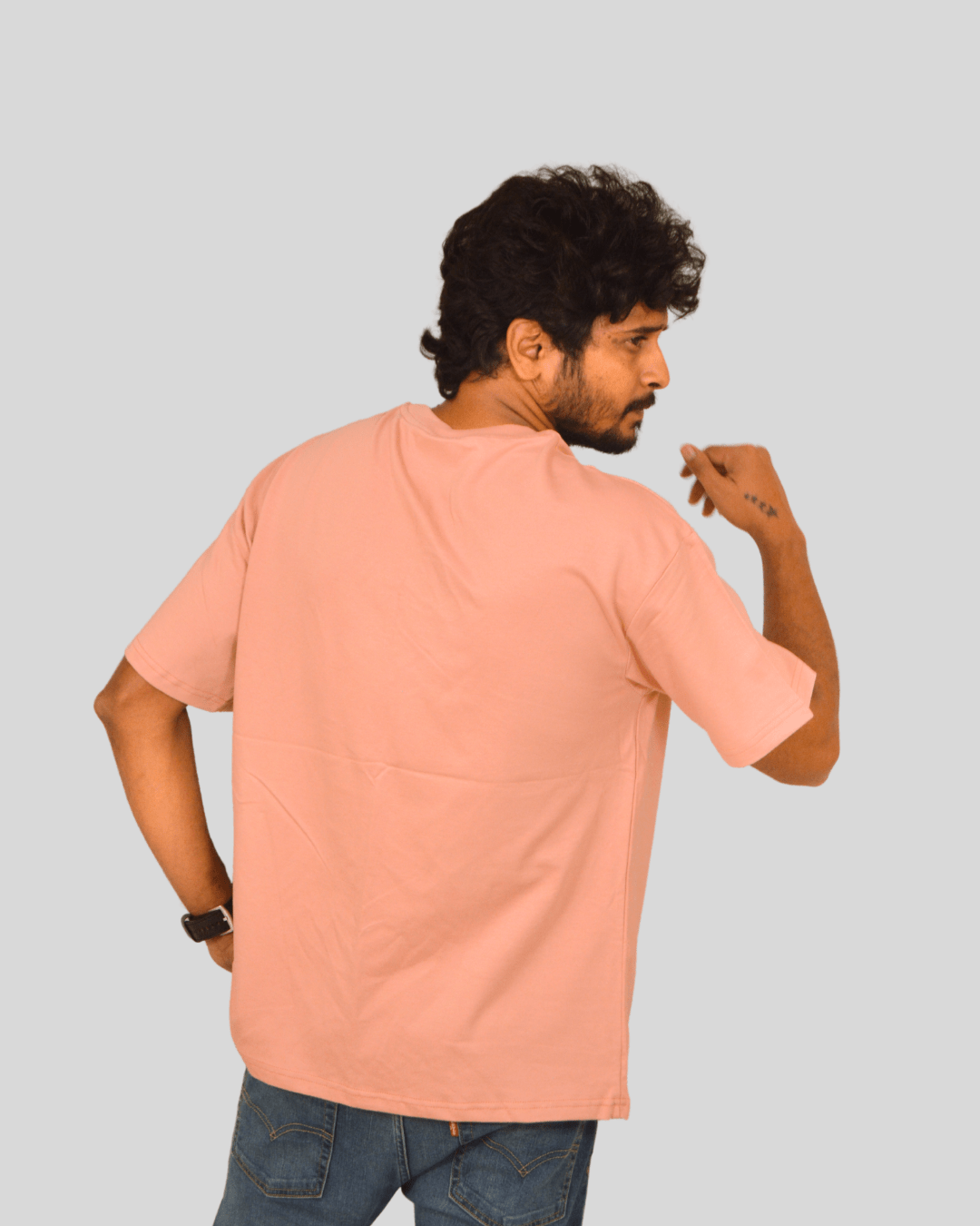 Salmon Pink Oversized T-Shirt | 100% Cotton Minimal Streetwear Tee - VIBON Originals
