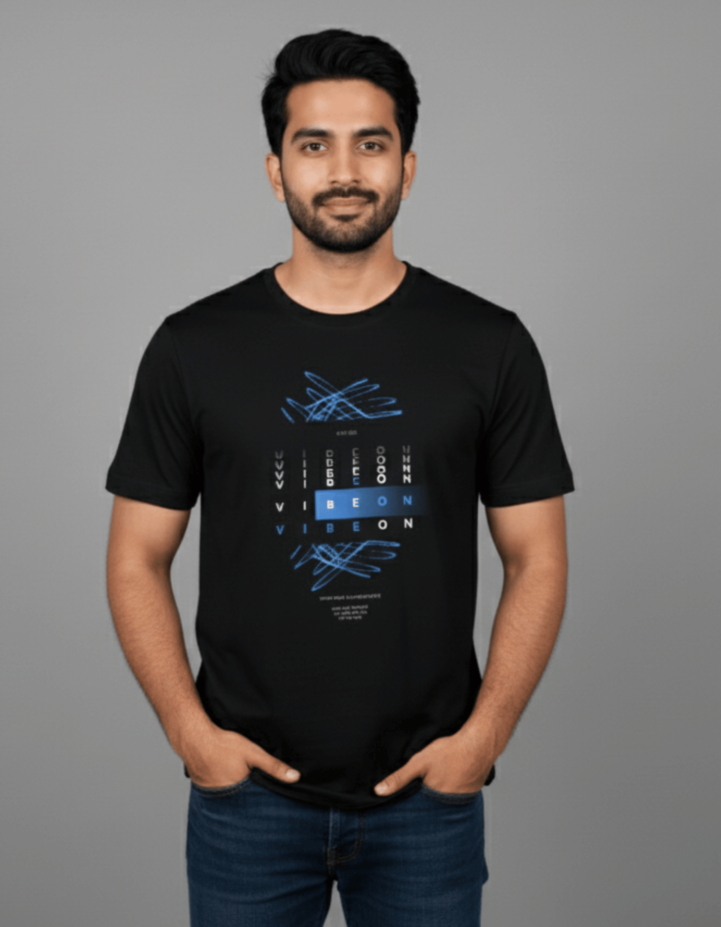 Vibe On Graphic T-Shirt for Men | Black 100% Cotton Casual Tee