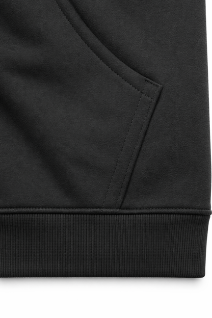 Black Zipper Hoodie – 100% Cotton