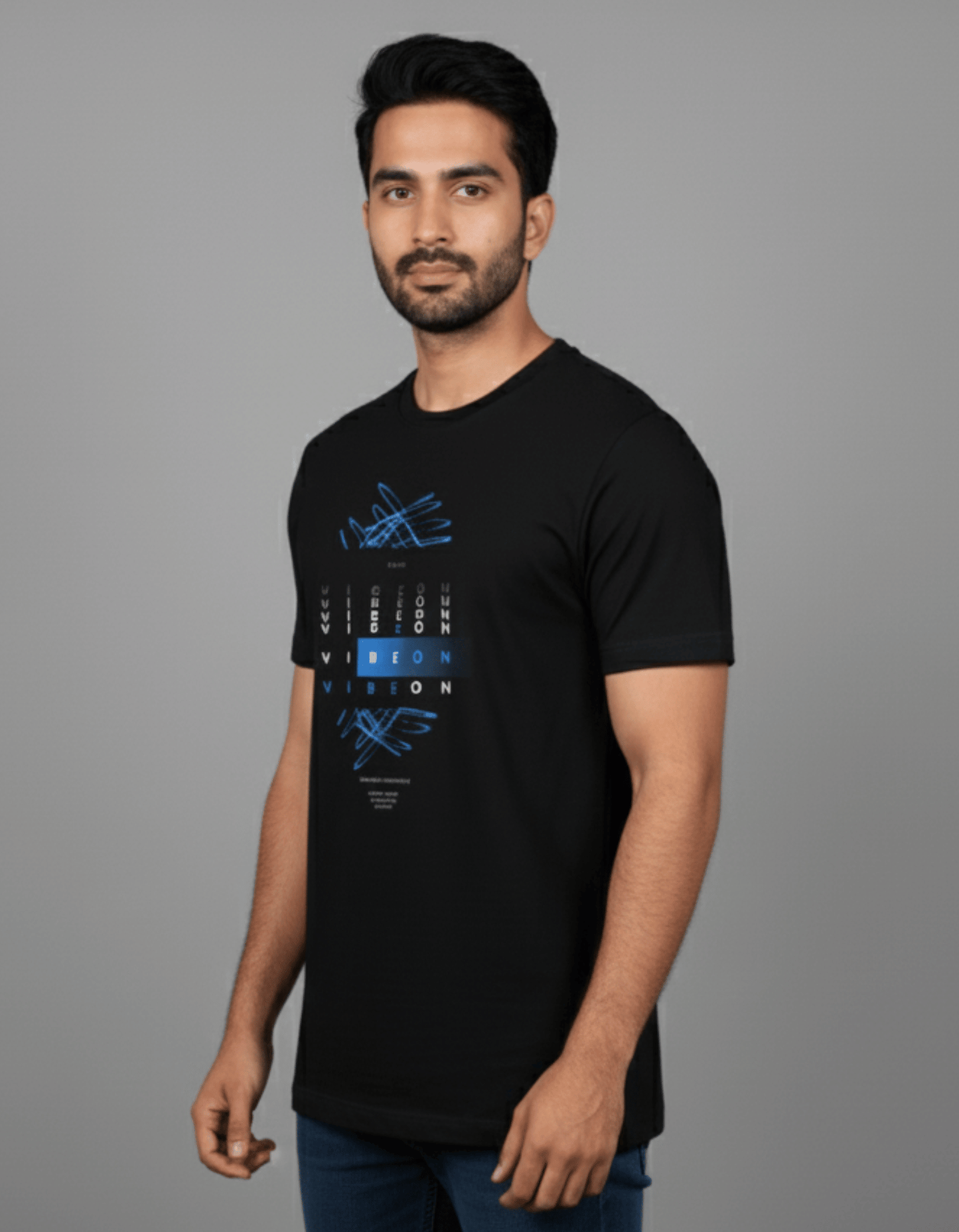 Vibe On Graphic T-Shirt for Men | Black 100% Cotton Casual Tee