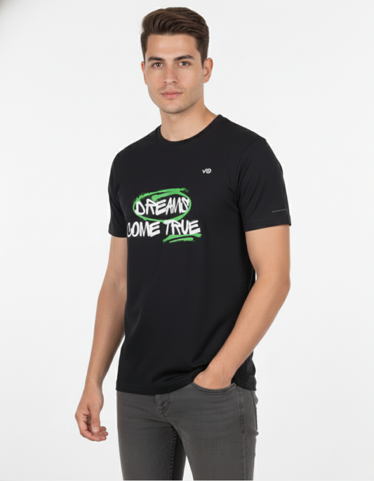 Dreams Come True Black Cotton T-Shirt