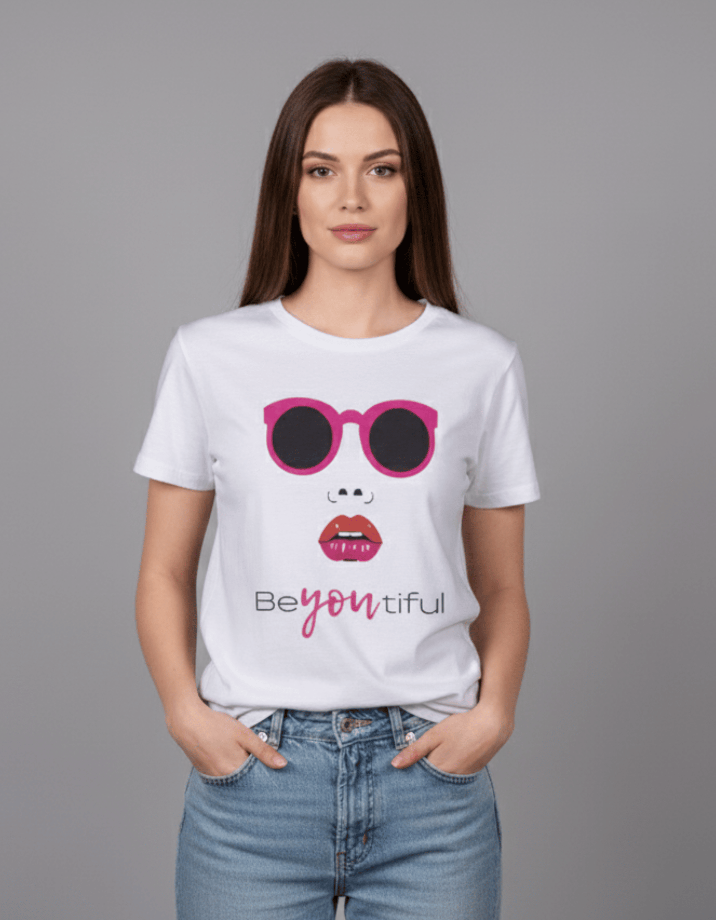 BeYOUtiful Women’s T-Shirt – 100% Cotton | Graphic Printed Tee in Lavender & White