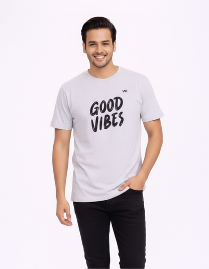 Good Vibes Grey Cotton T-Shirt