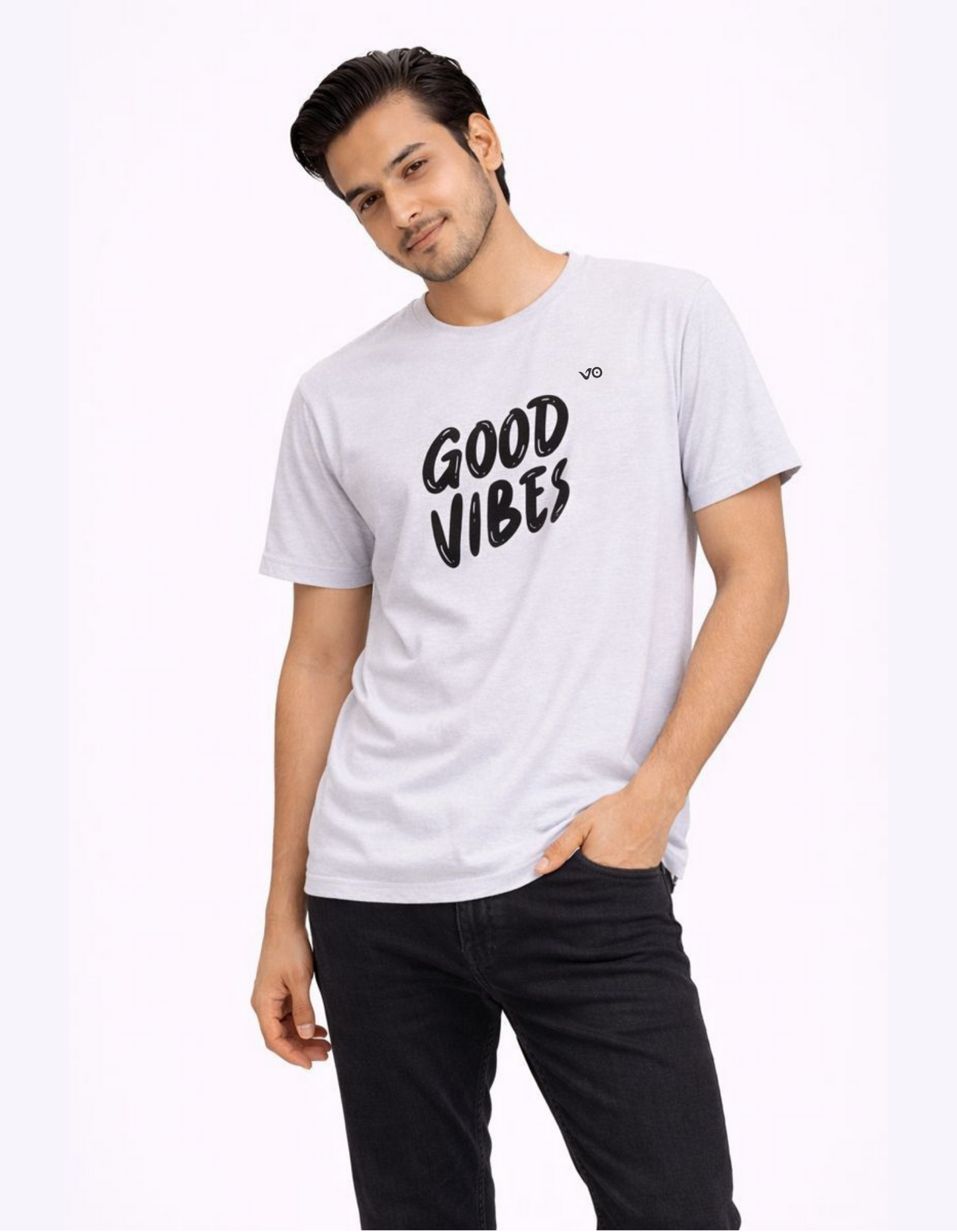 Good Vibes Grey Cotton T-Shirt