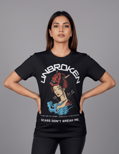 Unbroken Graphic T-Shirt for Women | Empowerment Streetwear | 100% Cotton
