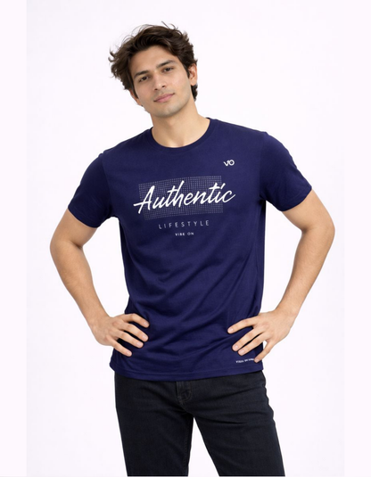 Authentic Lifestyle Navy Cotton T-Shirt