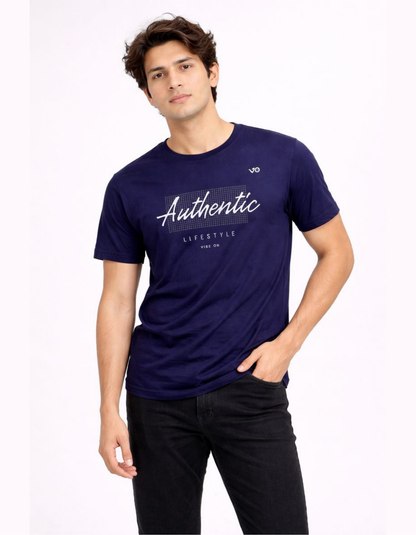 Authentic Lifestyle Navy Cotton T-Shirt