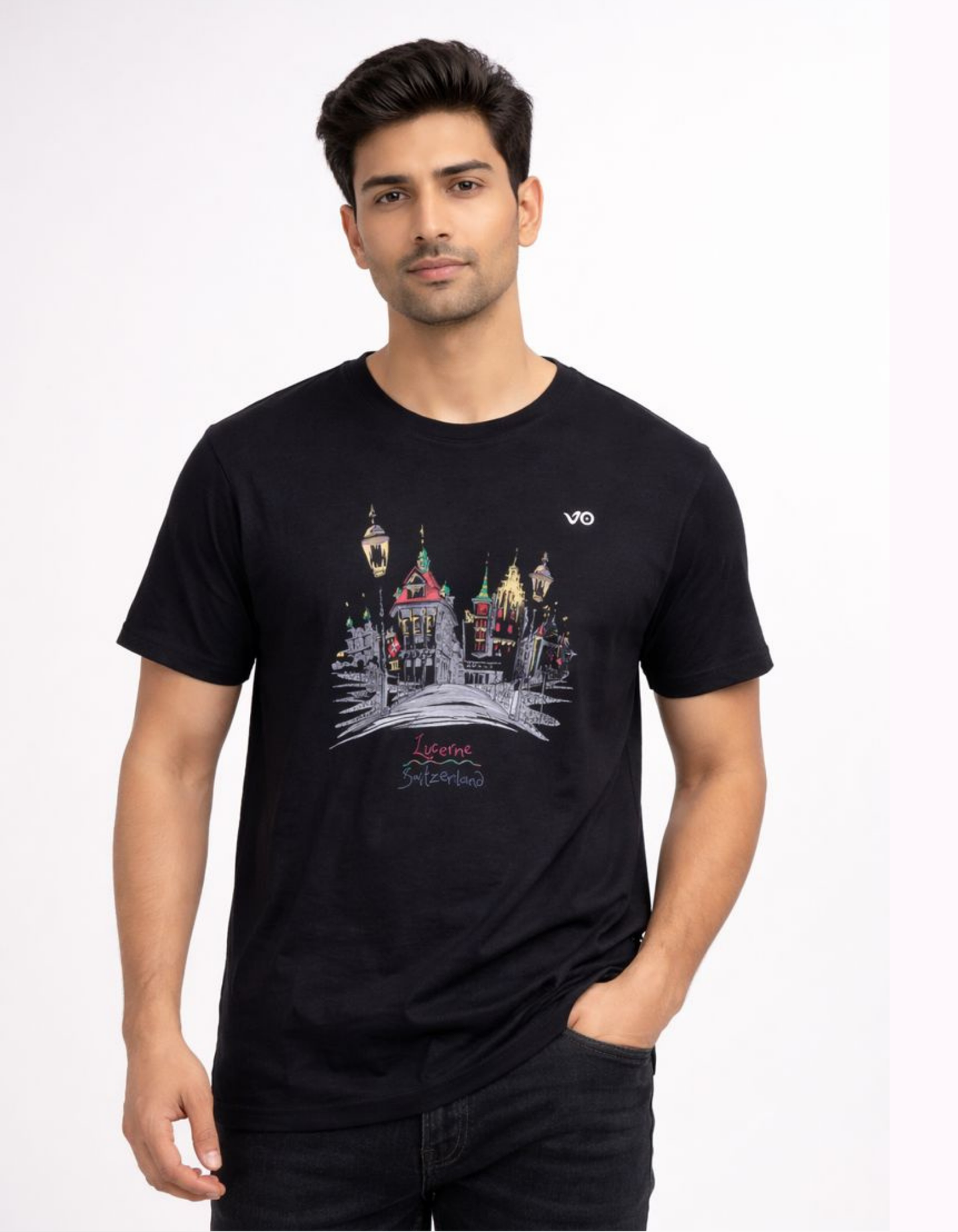 City Graphic Black Cotton T-Shirt