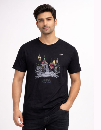 City Graphic Black Cotton T-Shirt