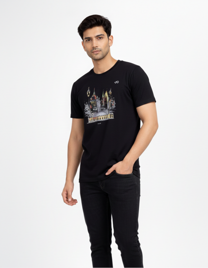 City Graphic Black Cotton T-Shirt