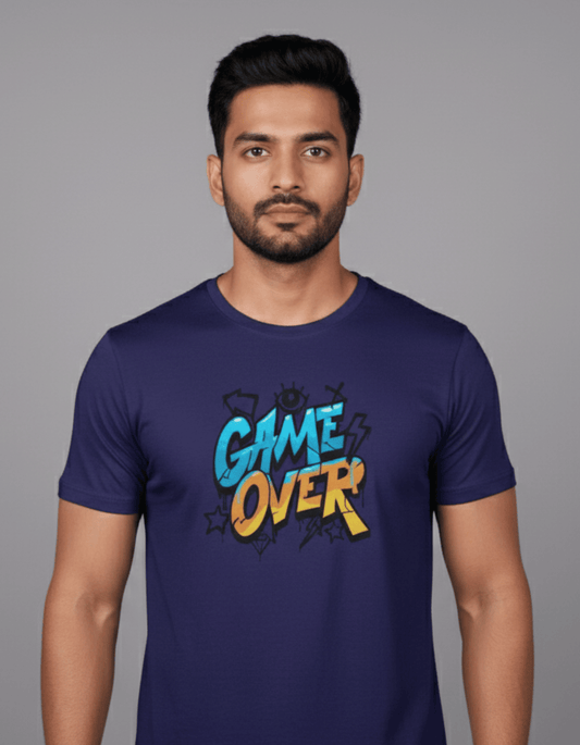 Game Over Graphic T-Shirt for Men | Gamer Streetwear | 100% Cotton