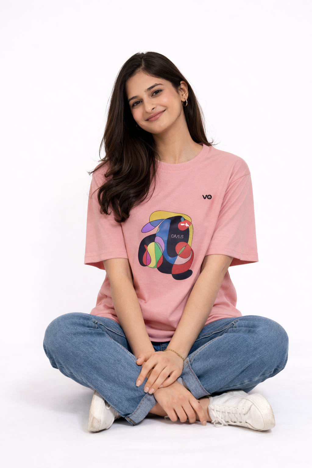 Women’s Pink Oversized Graphic T-Shirt | VIBON Originals
