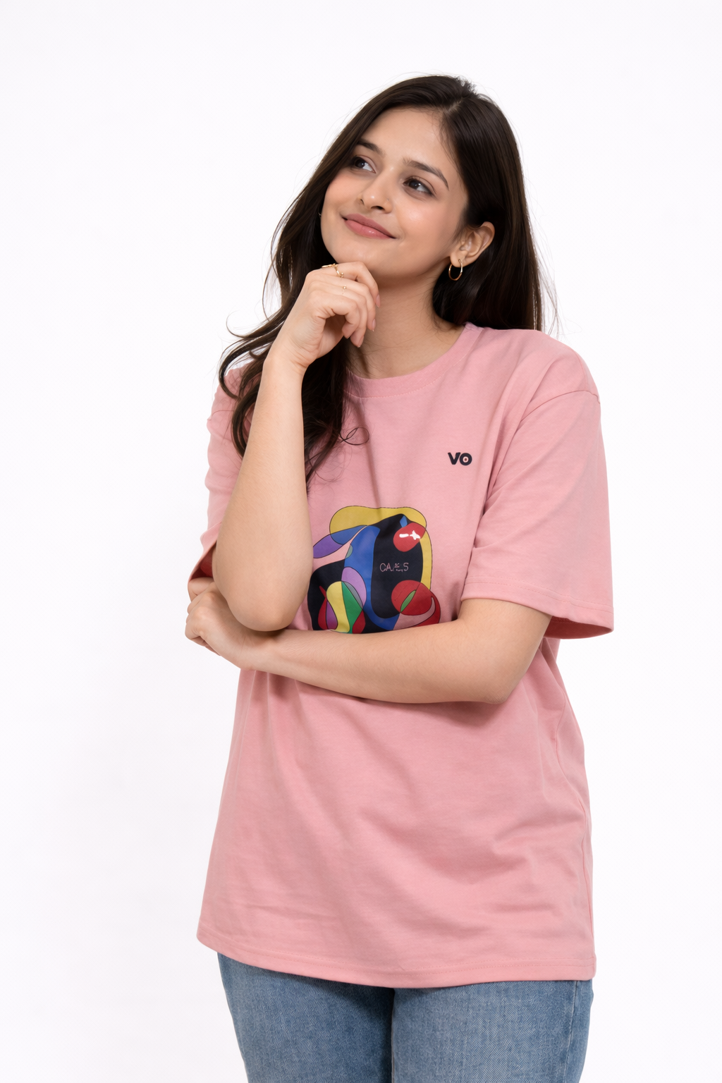 Women’s Pink Oversized Graphic T-Shirt | VIBON Originals