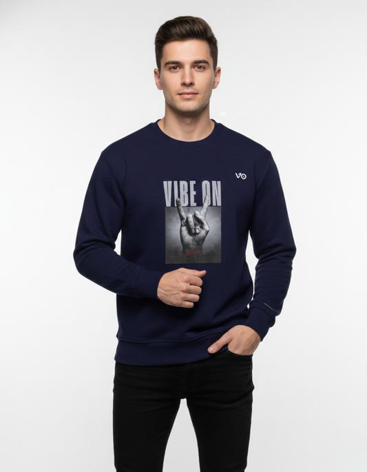 Navy Blue Snow Soft Cotton Sweatshirt Vibe On Graphic