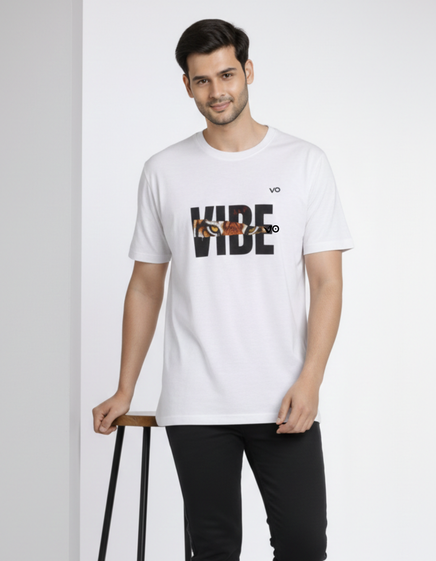 VIBE White Graphic T-Shirt | 100% French Terry Cotton