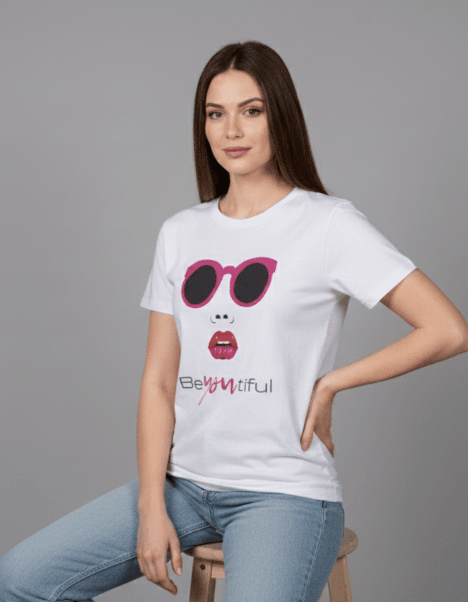 BeYOUtiful Women’s T-Shirt – 100% Cotton | Graphic Printed Tee in Lavender & White - VIBON Originals