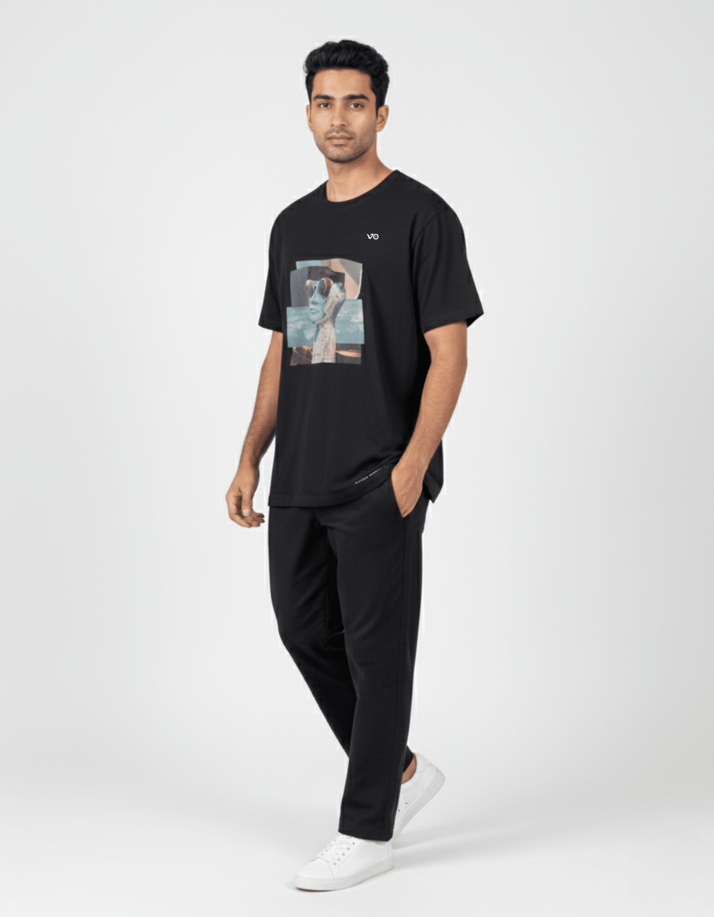 Black Abstract Graphic Oversized Cotton T-Shirt - VIBON Originals