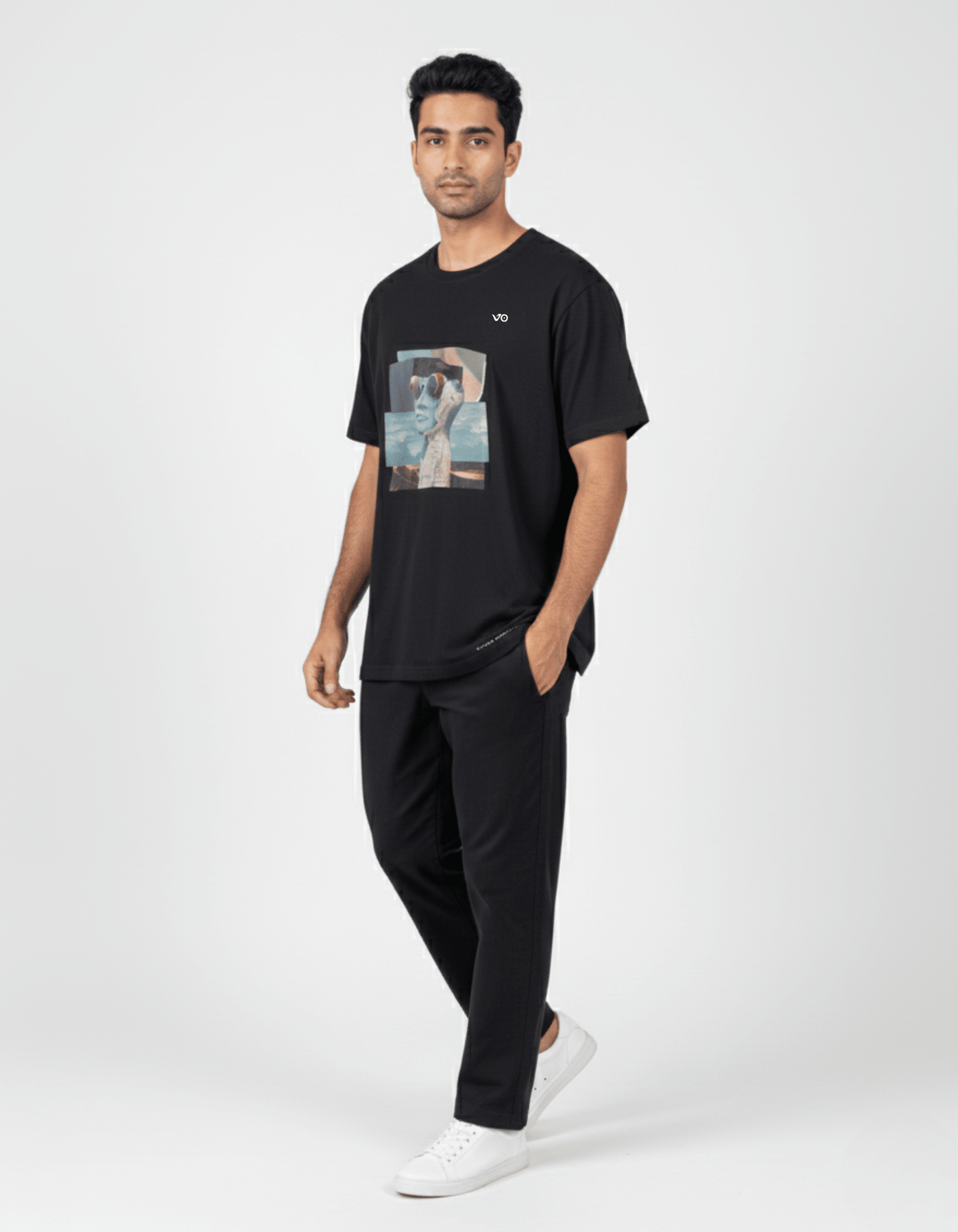 Black Abstract Graphic Oversized Cotton T-Shirt - VIBON Originals