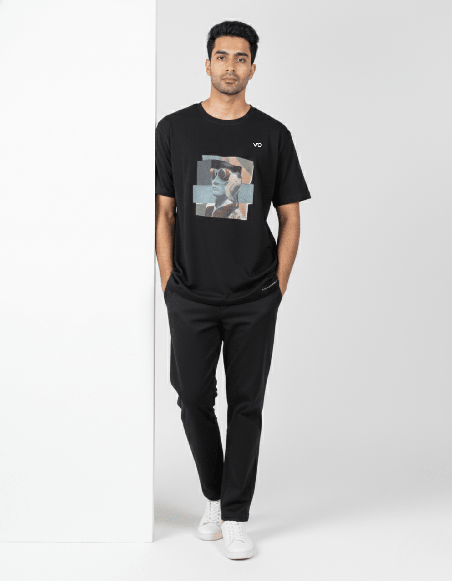 Black Abstract Graphic Oversized Cotton T-Shirt - VIBON Originals