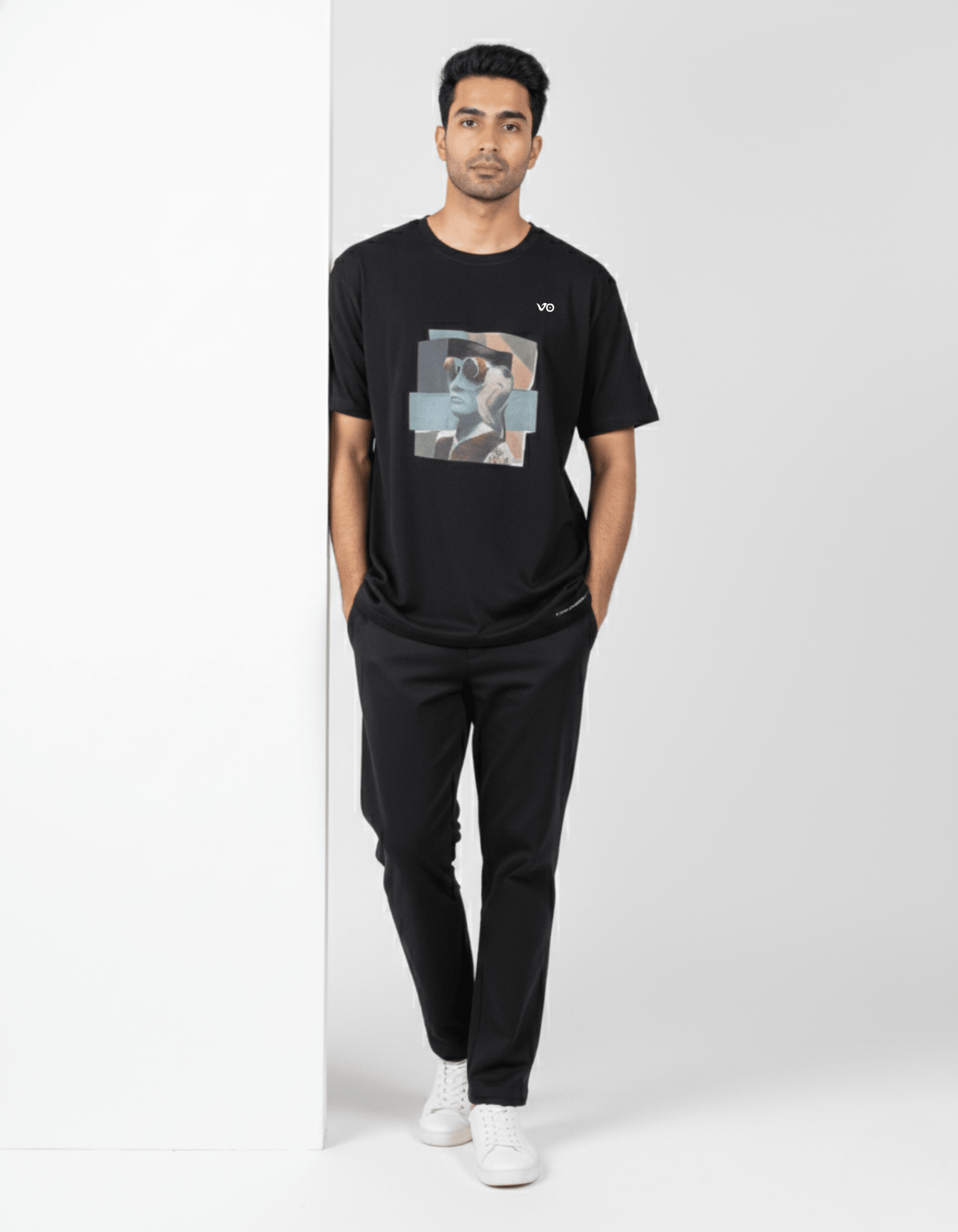 Black Abstract Graphic Oversized Cotton T-Shirt - VIBON Originals
