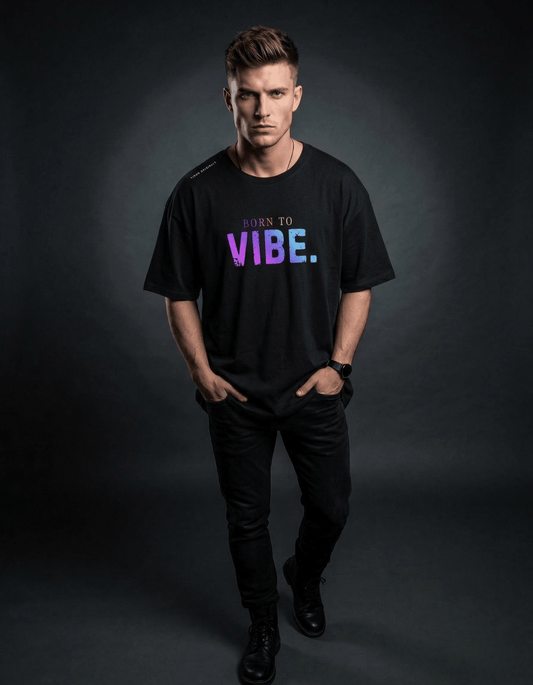 Black Oversized T-Shirt – Born to Vibe Graphic - VIBON Originals