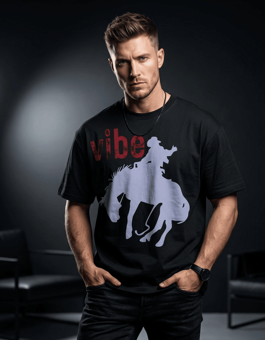 Black Oversized T-Shirt – Cowboy Vibe Graphic - VIBON Originals