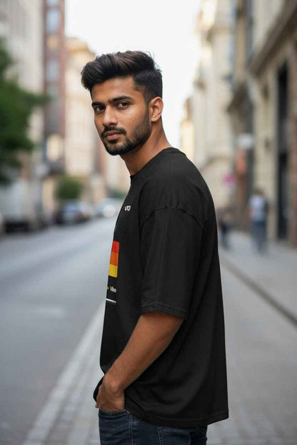 Black Retro Oversized T-Shirt | 100% Cotton Heavyweight Streetwear Tee – VIBON Originals - VIBON Originals