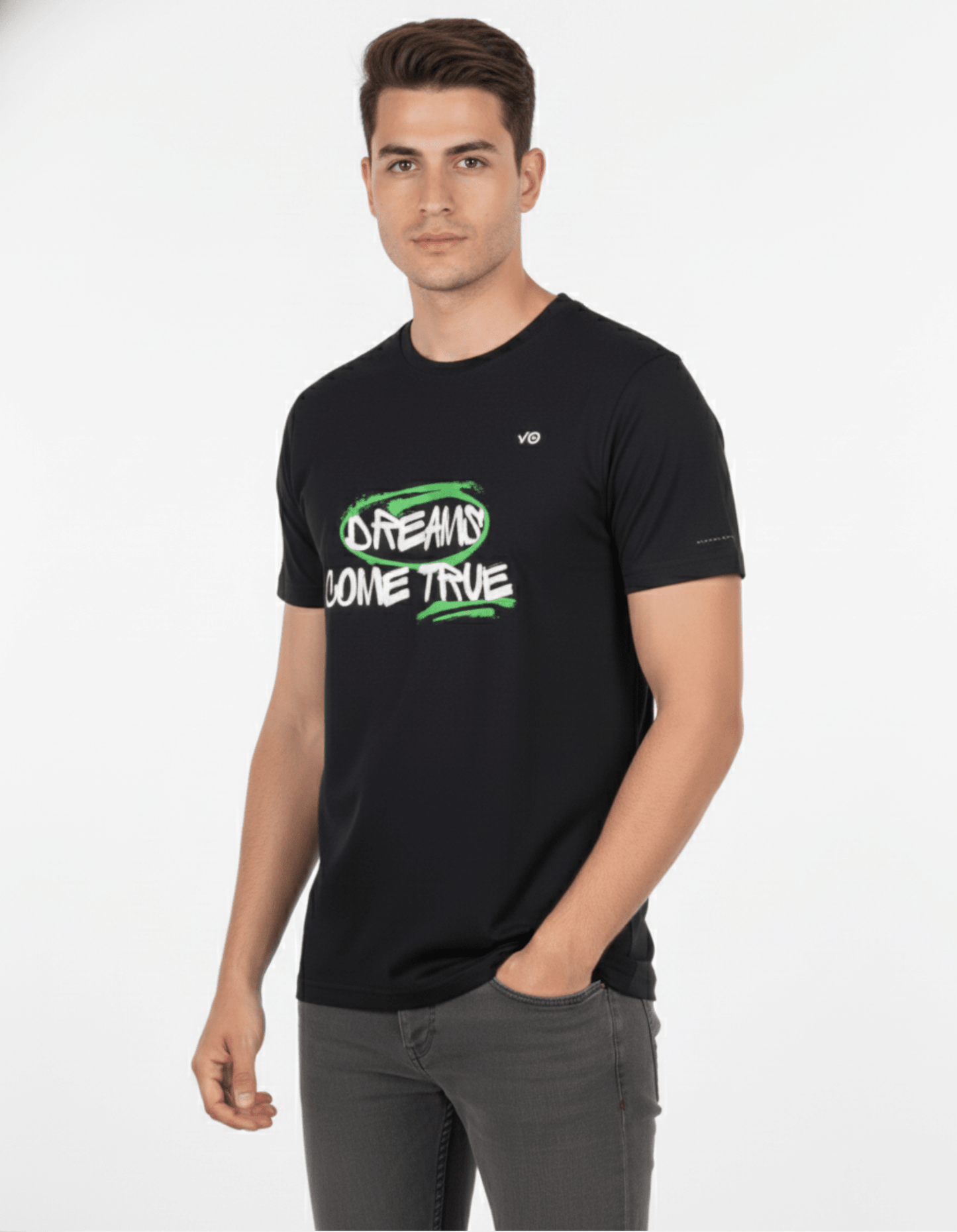 Dreams Come True Black Cotton T-Shirt - VIBON Originals