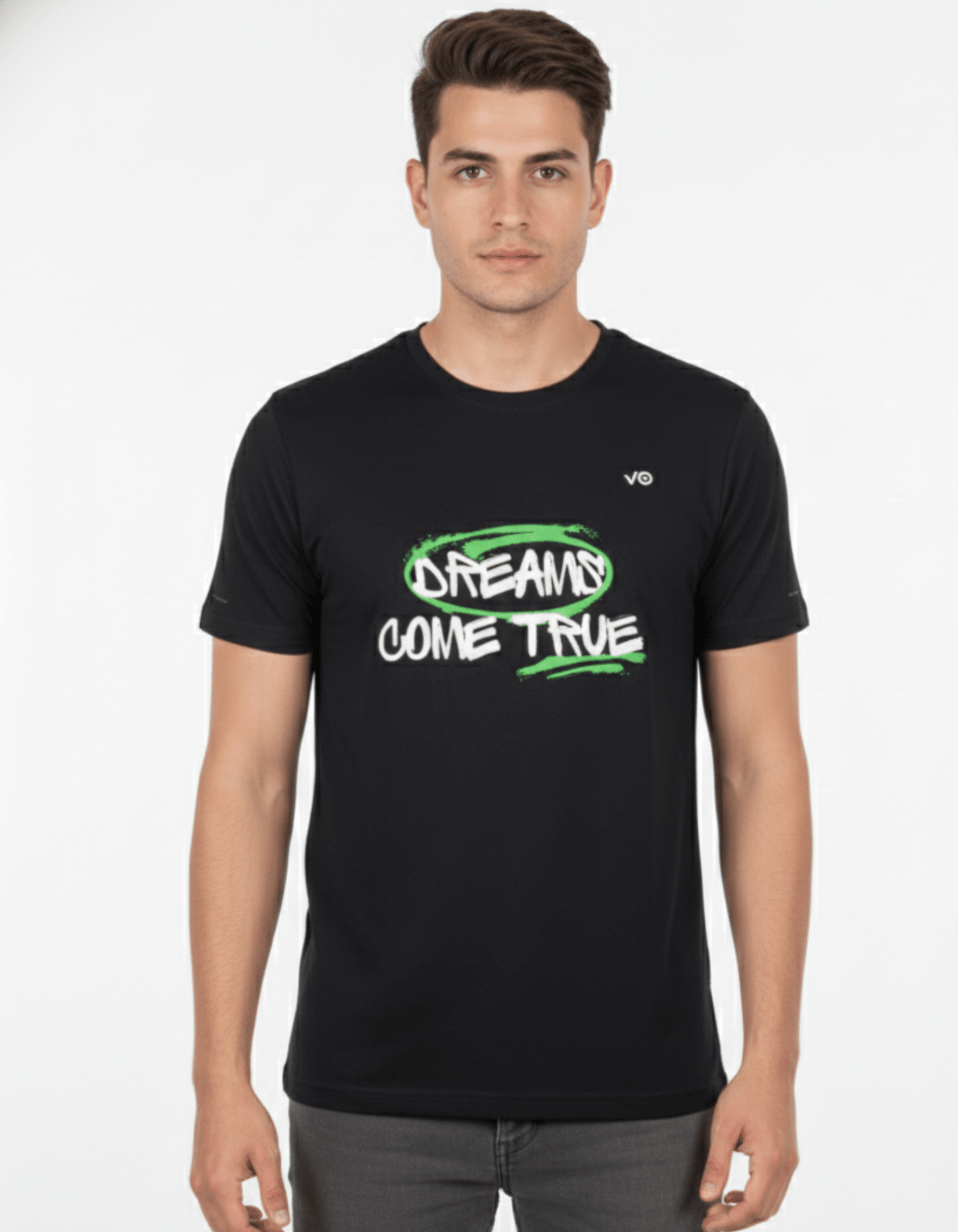 Dreams Come True Black Cotton T-Shirt - VIBON Originals