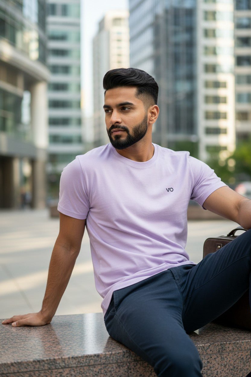 Lavender Classic T-Shirt | 100% Cotton Minimal Streetwear Tee – VIBON Originals - VIBON Originals