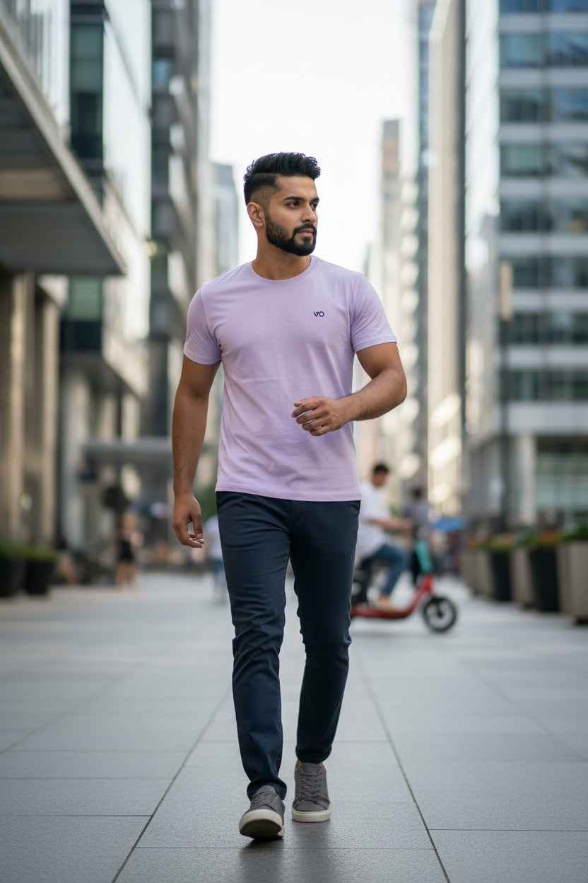 Lavender Classic T-Shirt | 100% Cotton Minimal Streetwear Tee – VIBON Originals - VIBON Originals