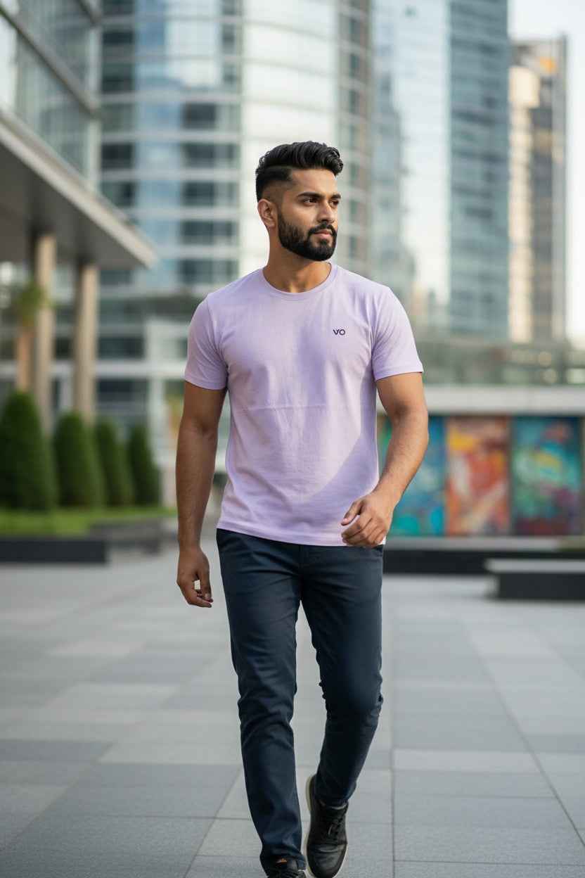Lavender Classic T-Shirt | 100% Cotton Minimal Streetwear Tee – VIBON Originals - VIBON Originals