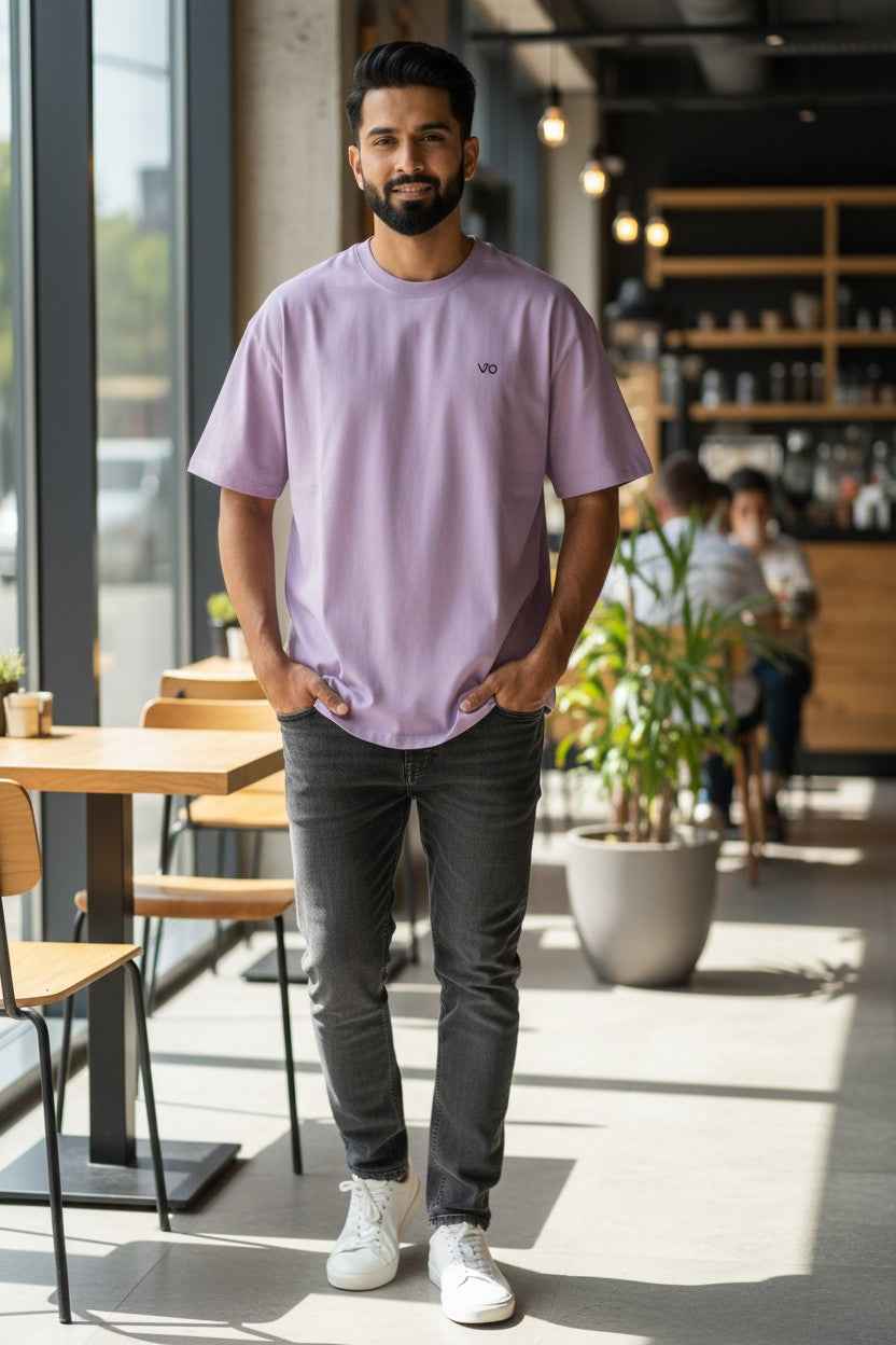 Lavender Oversized T-Shirt | 100% Cotton Heavyweight Streetwear Tee – VIBON Originals - VIBON Originals