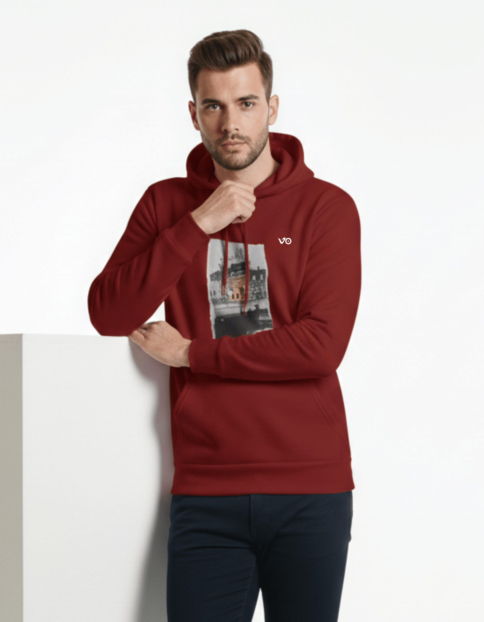Maroon 100% Snow Soft Cotton Hoodie Graphic Print - VIBON Originals
