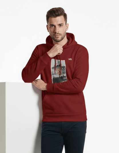 Maroon 100% Snow Soft Cotton Hoodie Graphic Print - VIBON Originals