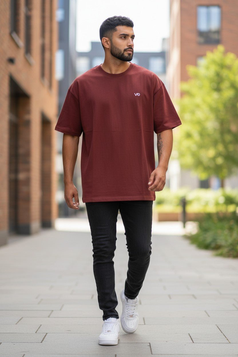 Maroon Oversized T-Shirt | 100% Cotton Heavyweight Streetwear Tee – VIBON Originals - VIBON Originals