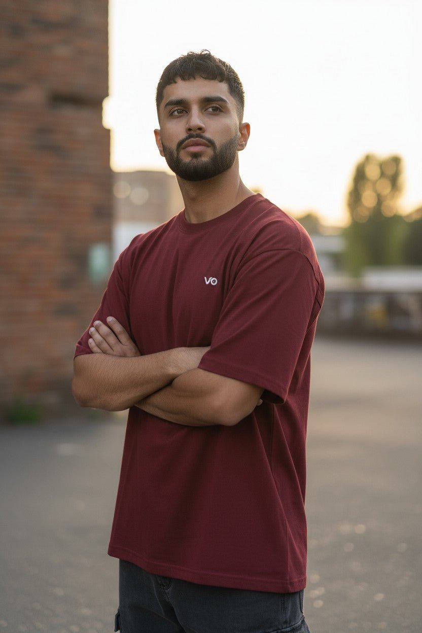 Maroon Oversized T-Shirt | 100% Cotton Heavyweight Streetwear Tee – VIBON Originals - VIBON Originals