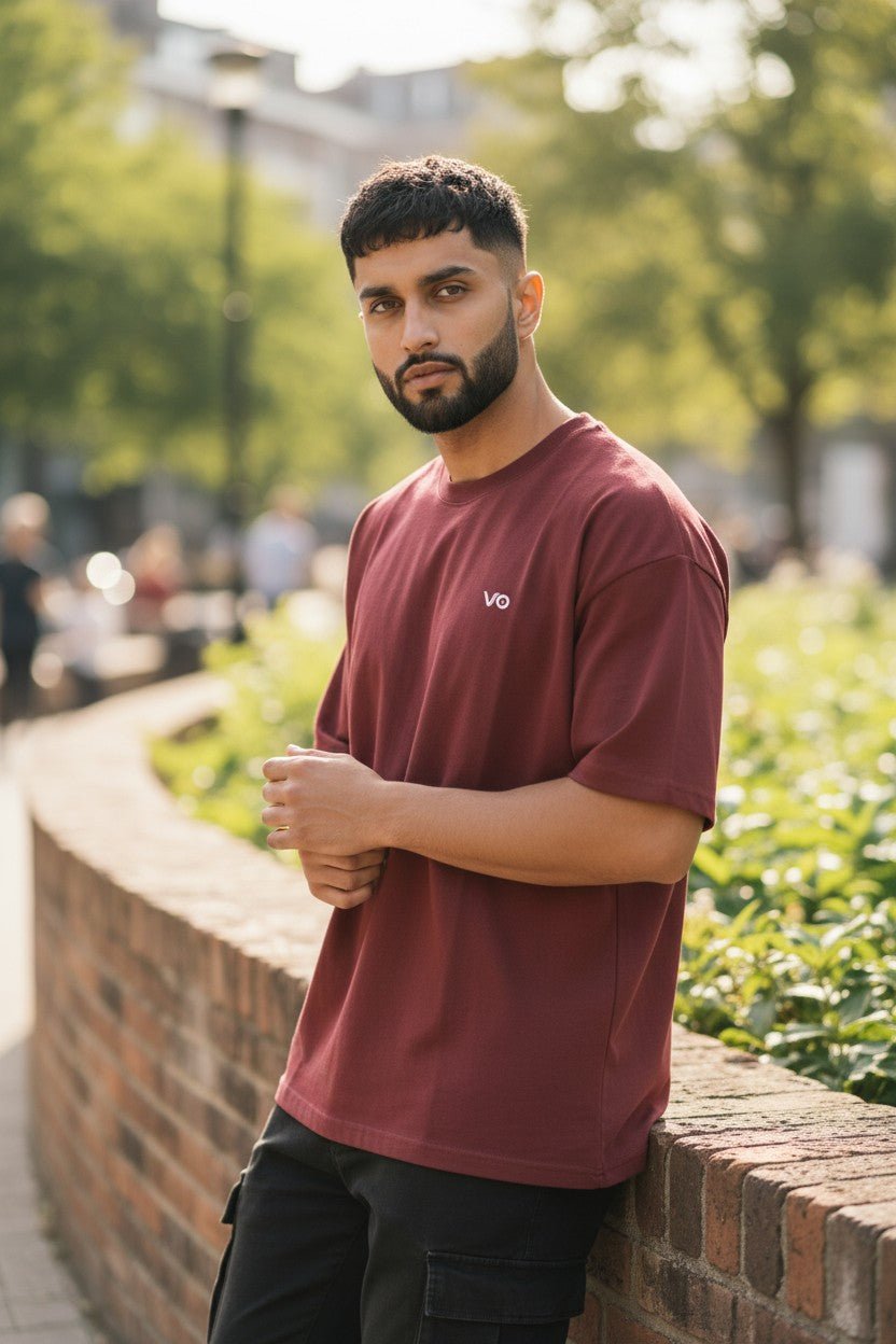 Maroon Oversized T-Shirt | 100% Cotton Heavyweight Streetwear Tee – VIBON Originals - VIBON Originals