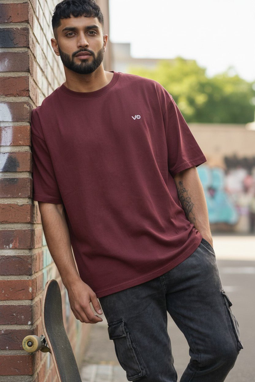 Maroon Oversized T-Shirt | 100% Cotton Heavyweight Streetwear Tee – VIBON Originals - VIBON Originals