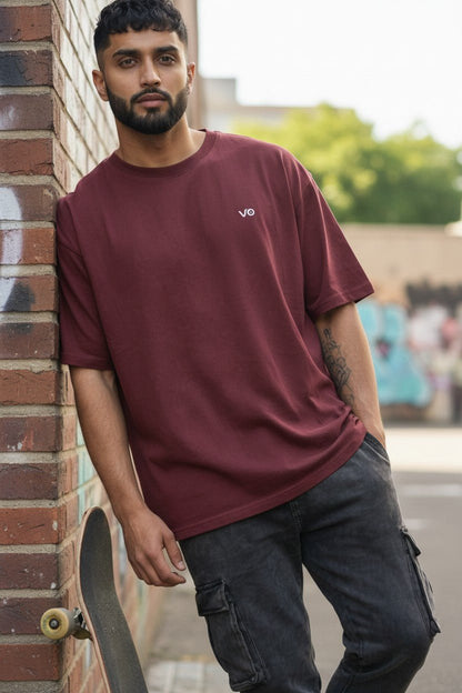Maroon Oversized T-Shirt | 100% Cotton Heavyweight Streetwear Tee – VIBON Originals - VIBON Originals